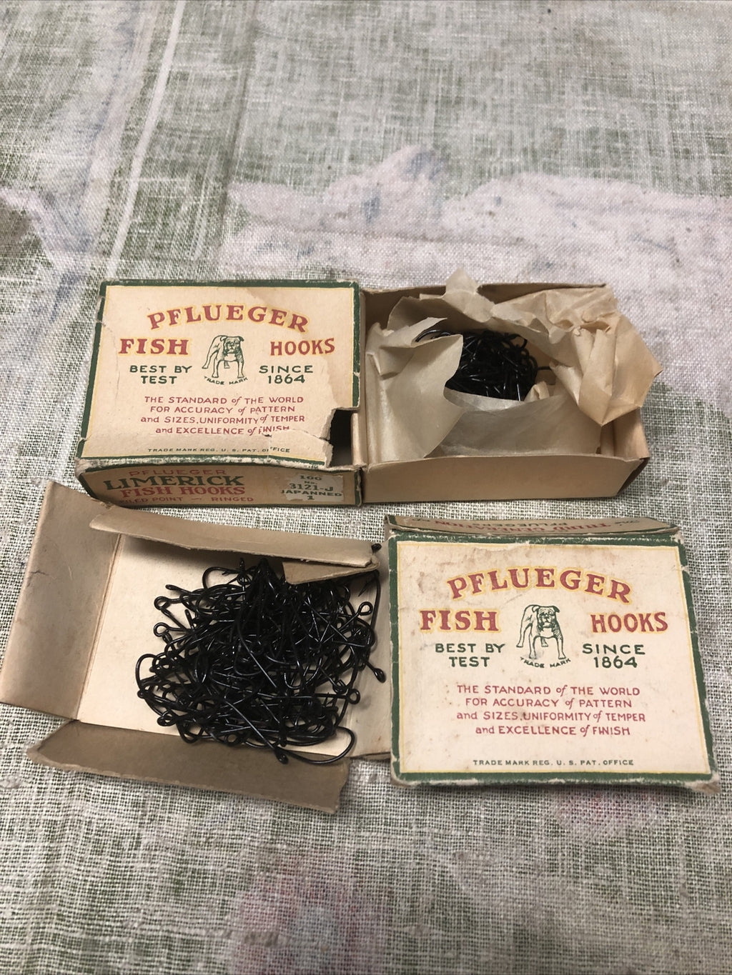 Vintage Lot Of 2 Boxes Pflueger Limerick Fish Hooks0