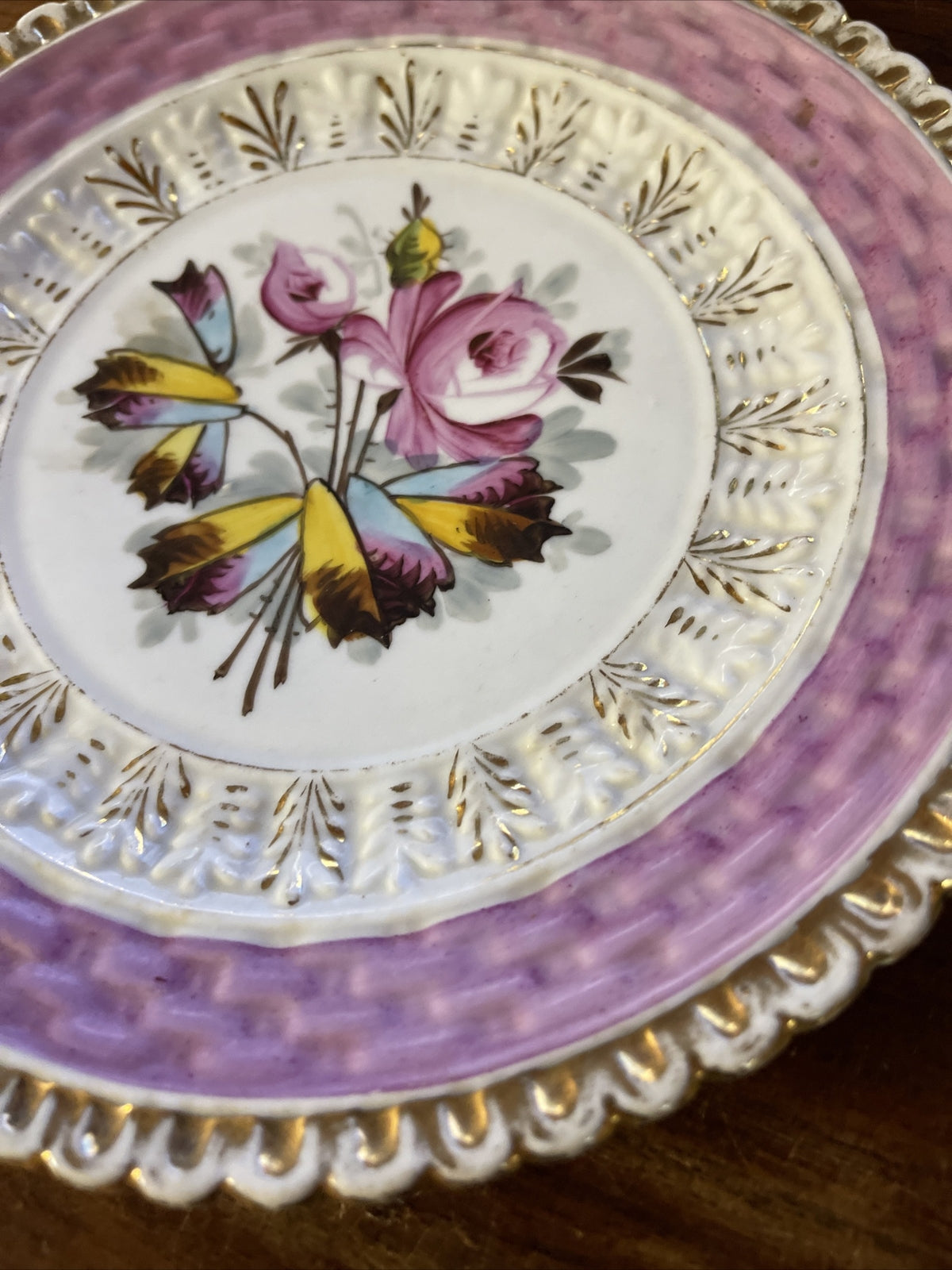 19th century porcelain floral cabinet plate Germany 8.5”3