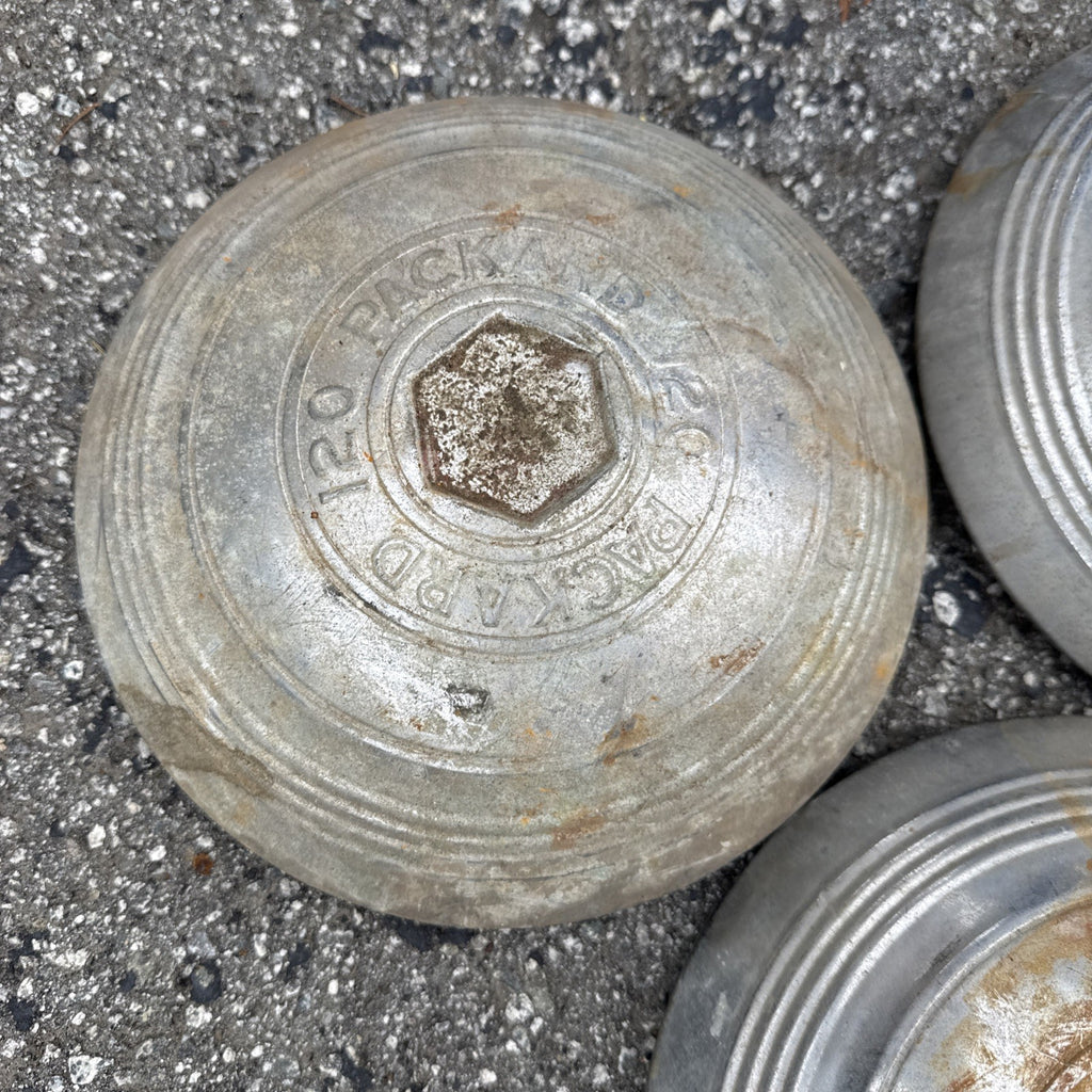 1937-39 model PACKARD 120 HUB CAP, Set of 3  10” diameter, hexagonal emblem1