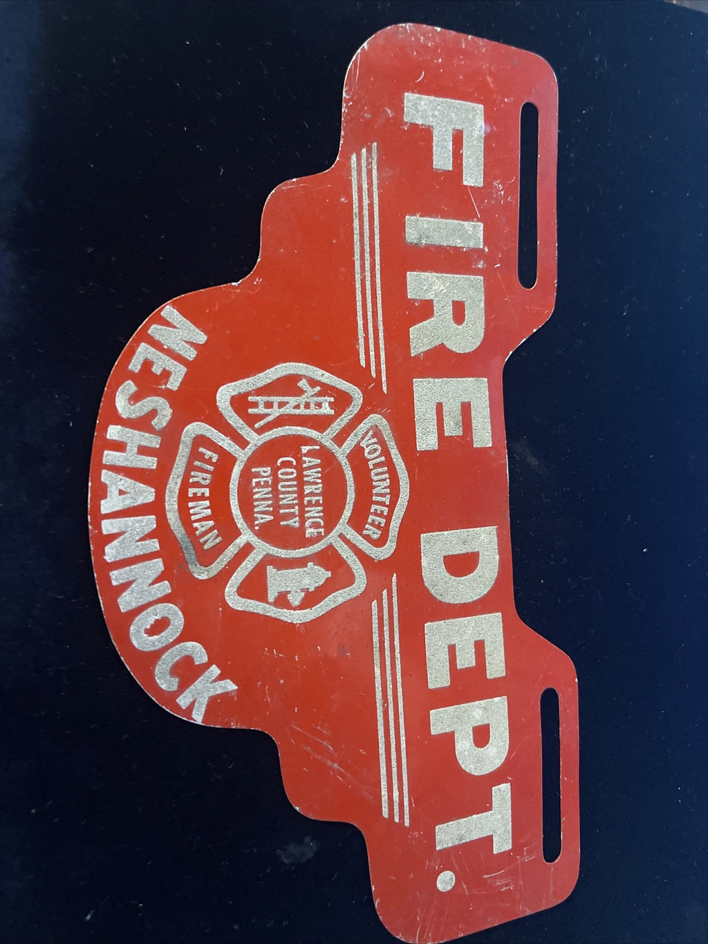 Original Fire Dept Lawrence County Penna Smaltz  License Plate Topper Gas Oil0