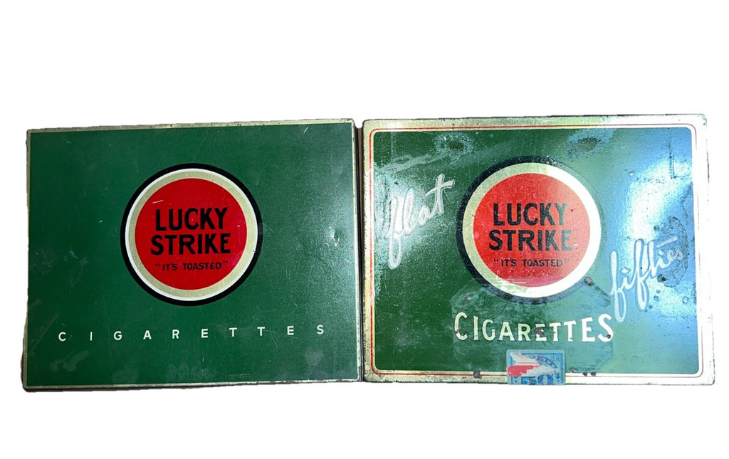 Vintage Lucky Strike Flat Fifty Cigarette Tin Box Set Rare 1930s 1940s Lot Of 20