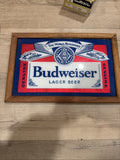 Vintage 1980s Budweiser World Renowne Wood Framed  Beer Sign 17.5" x 11.5 Unique0