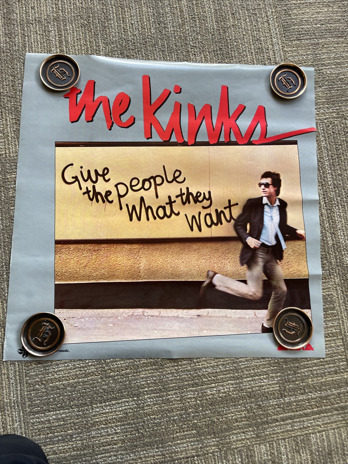 #43 1981 THE KINKS Give People What They Want Record Store Promo Poster 24x245