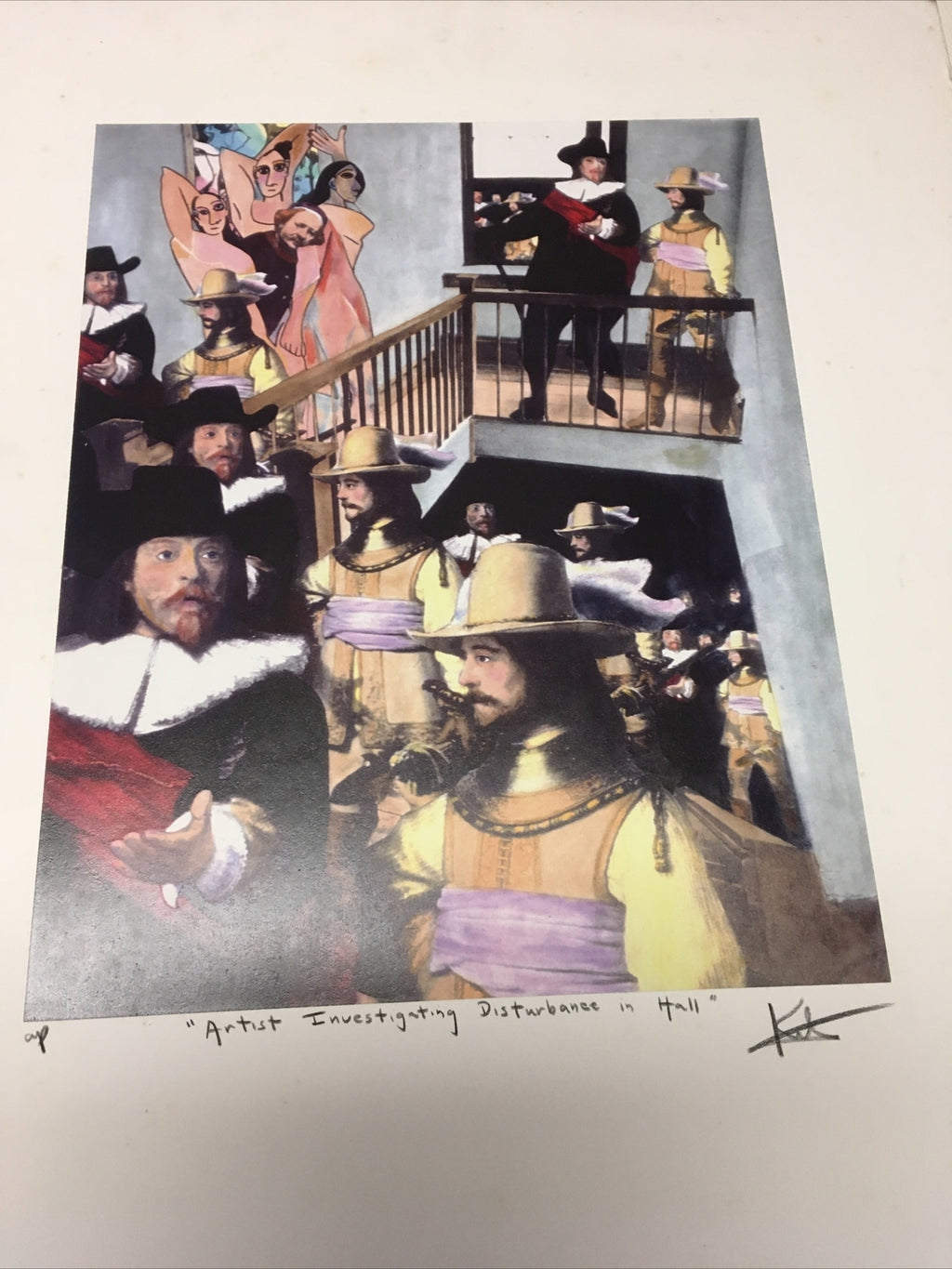 1991 Artist BARRY KITE Signed “Artist Investigating Disturbance” Pop Art 14”x11”1
