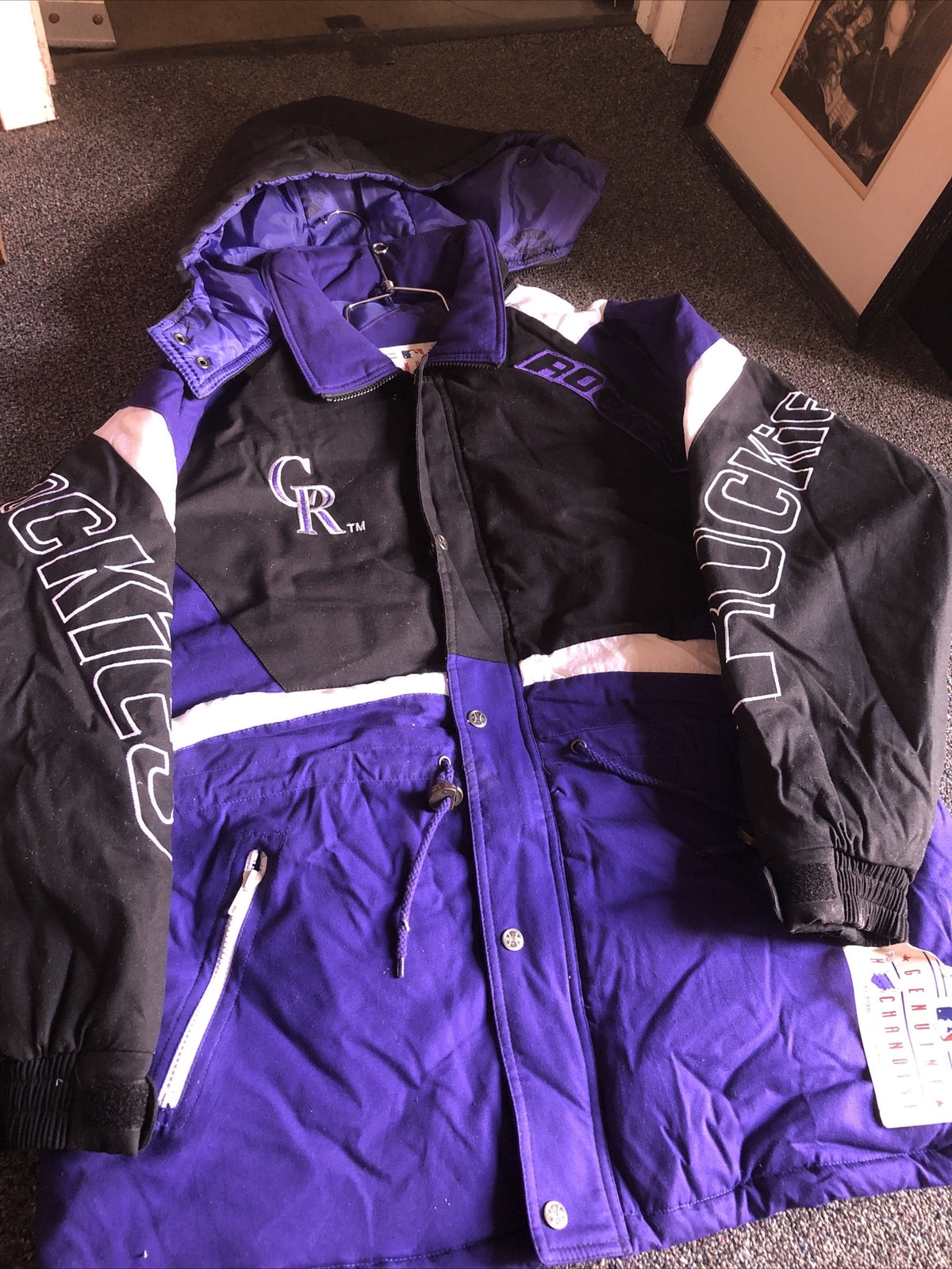 RARE Vintage 90’s NOS Colorado ROCKIES Trench Coat Parka Size L- MLB0