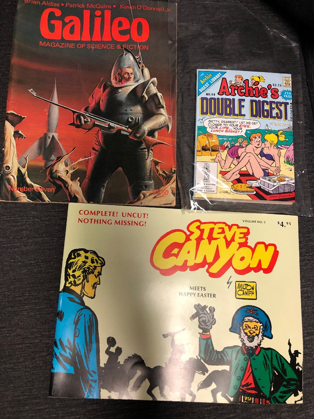 3 Diff Comics Archies DOUBLE DIGEST RARE, Steve Canyon Vol 2, Galileo Vol 70