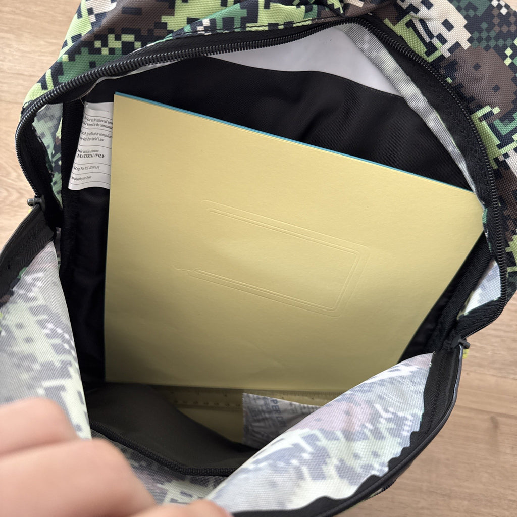 Pixelated Camouflage School Backpack Book Bag 16" Full Size Green Black4