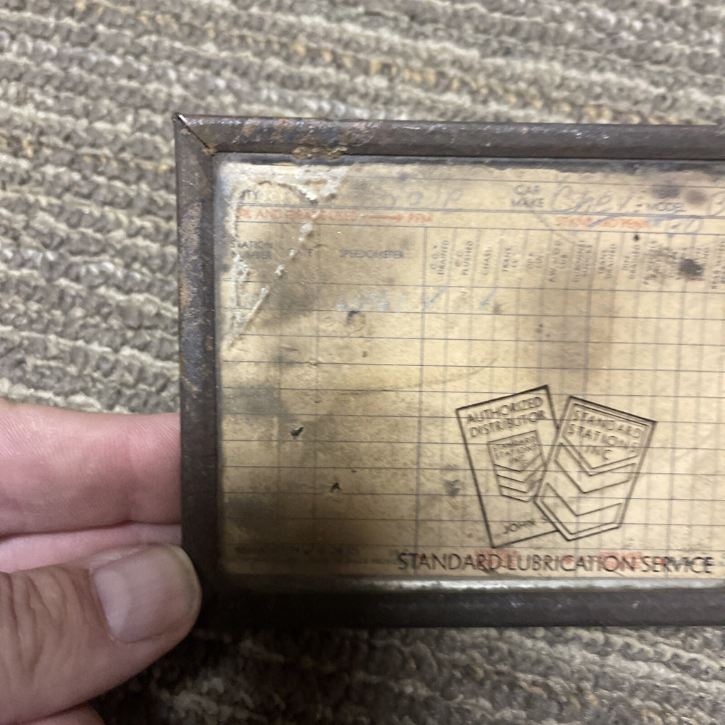 Vintage 1930s  Standard Oil California Lubricant Oil Can Chart Holder Rat Rod OG2