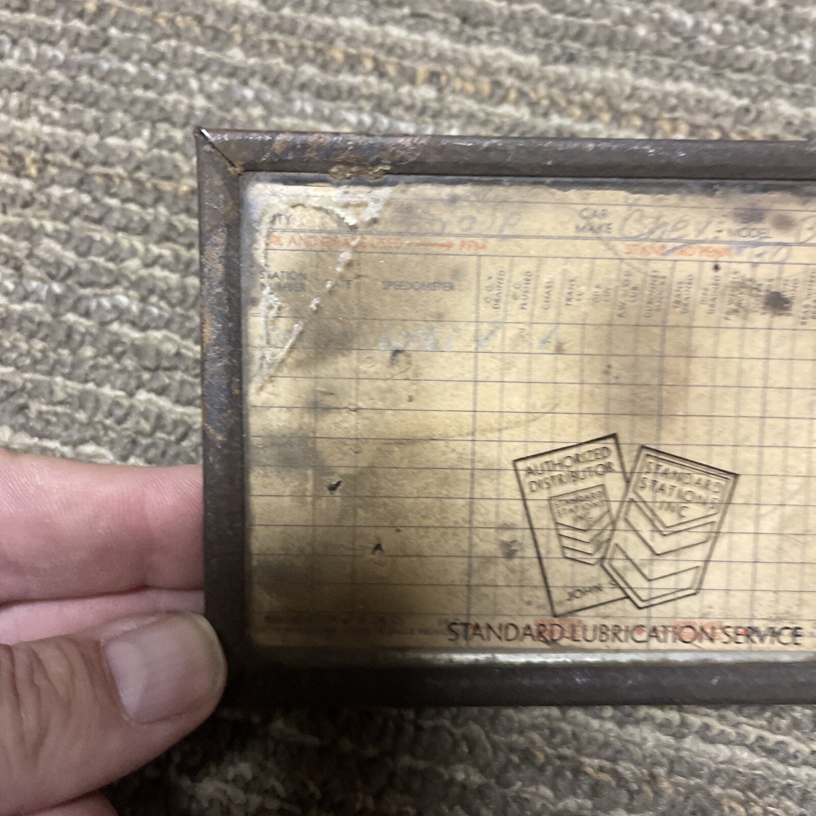 Vintage 1930s  Standard Oil California Lubricant Oil Can Chart Holder Rat Rod OG2