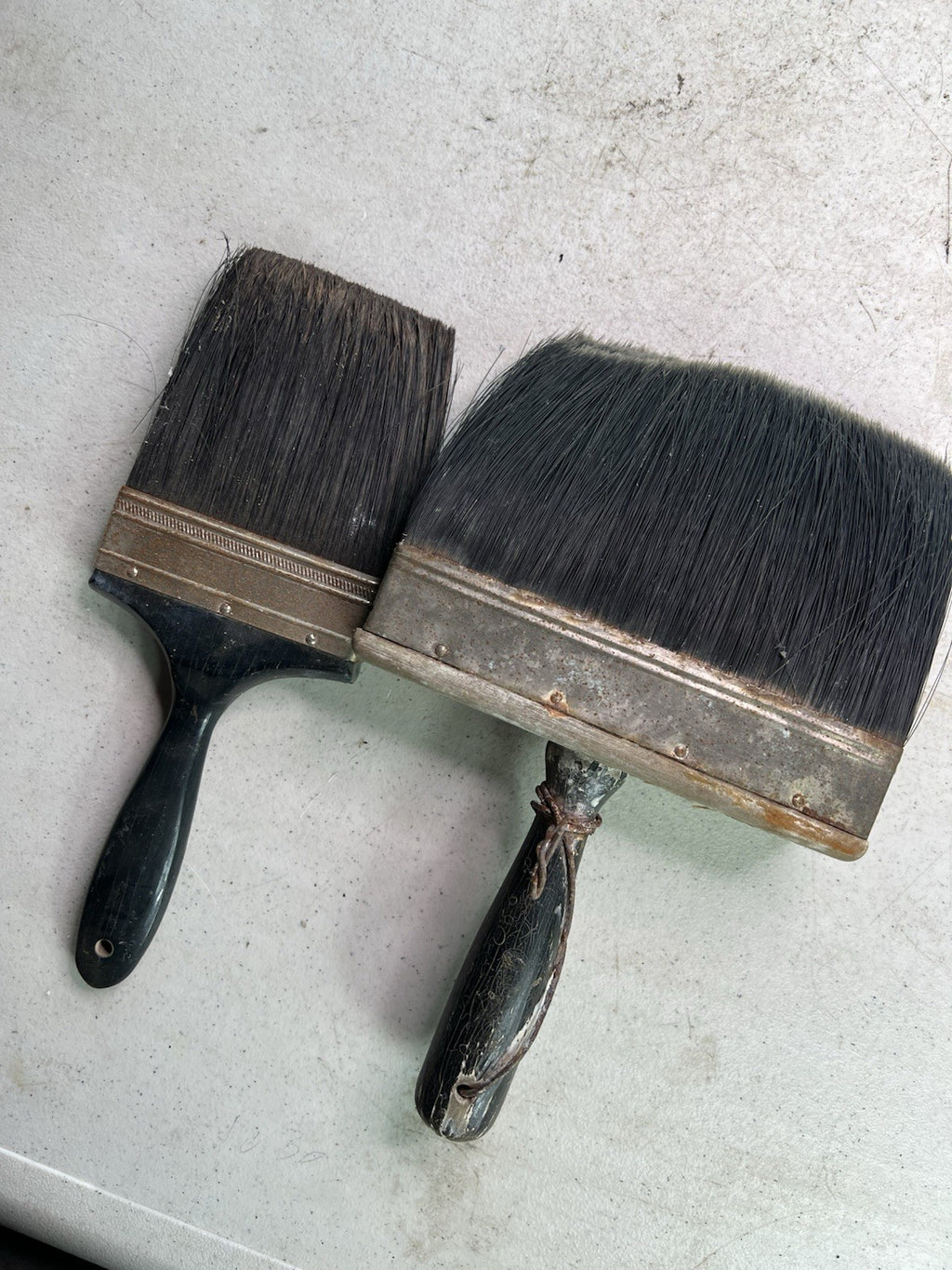 Vintage Industrial Soft Bristle Brushes Pair – Wood & Metal Scrub Head w/ Handle1