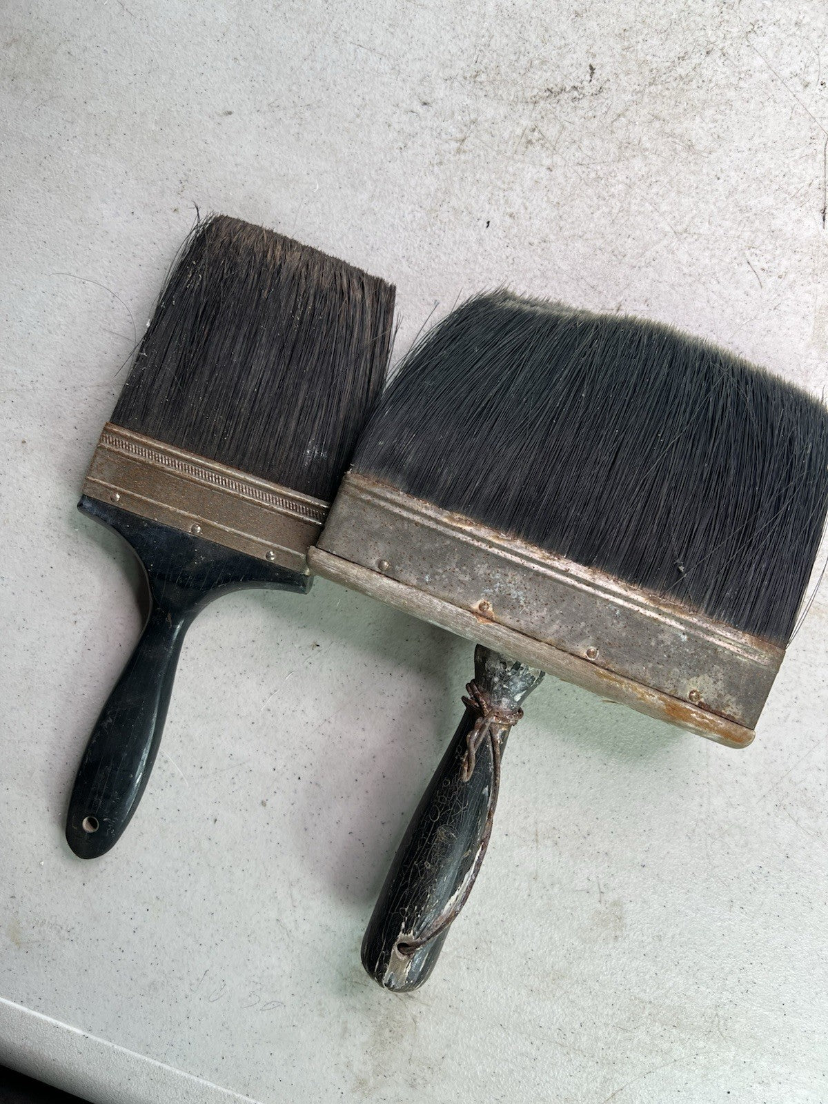 Vintage Industrial Soft Bristle Brushes Pair – Wood & Metal Scrub Head w/ Handle1