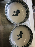 Lot Of 2 FOLK CRAFT Moose Country Bowls 6.5”x2”0