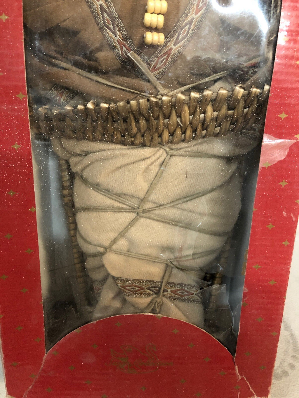 Swan Collection  Original Baby Native American Porcelain Doll In Basket2