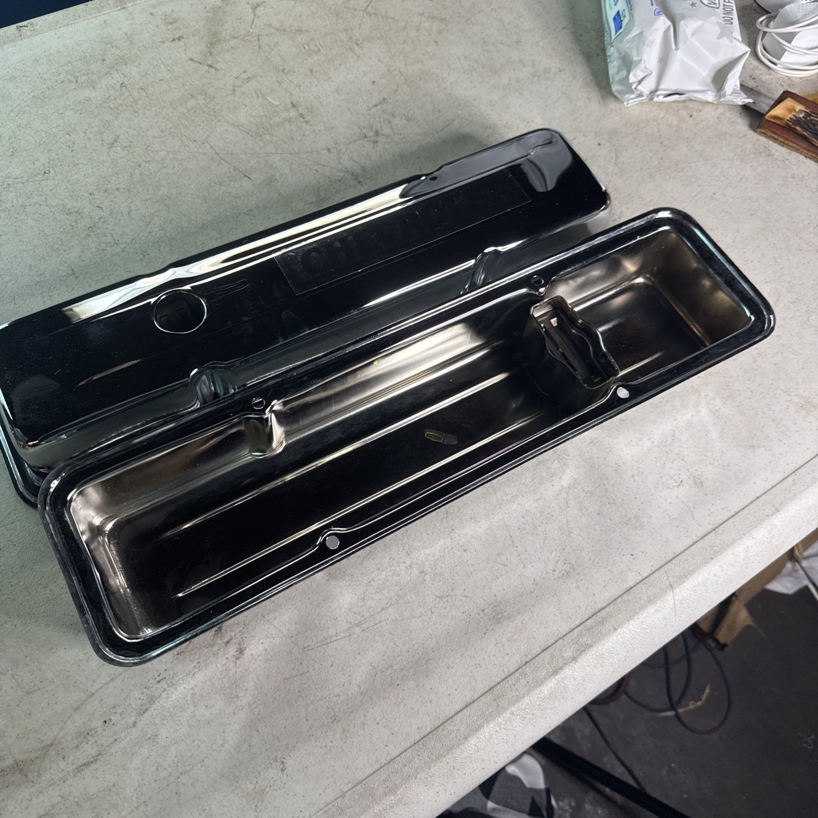 NOS Vintage B&B Performance Small Block Chevy Power SBC Valve Covers Chrome4