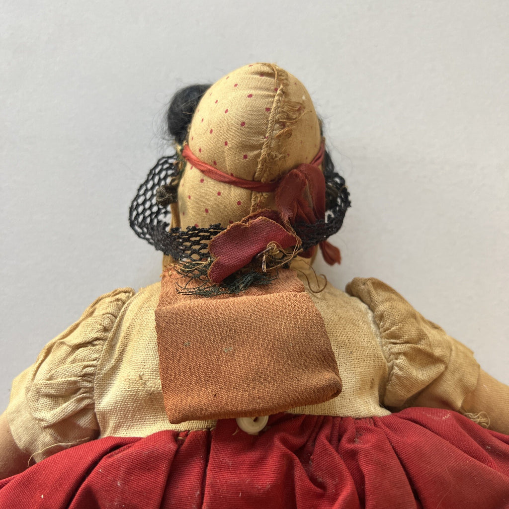 Lenci Type Italian * Antique Handmade Cloth Doll Painted Face 12”3