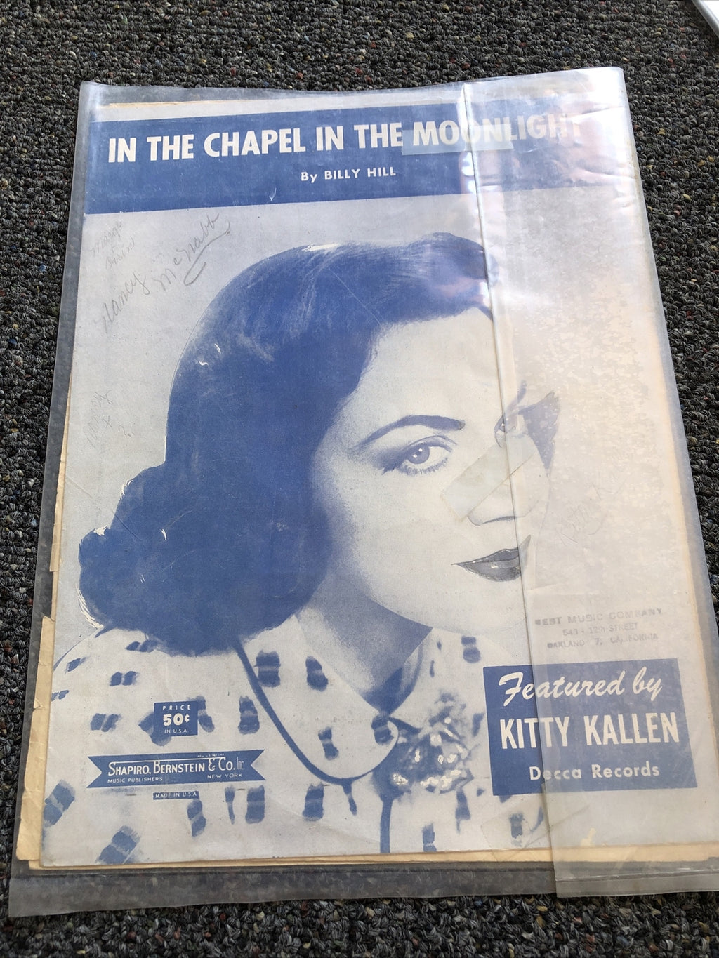 VINTAGE SHEET MUSIC " IN THE CHAPEL IN THE MOONLIGHT " DATED 19360