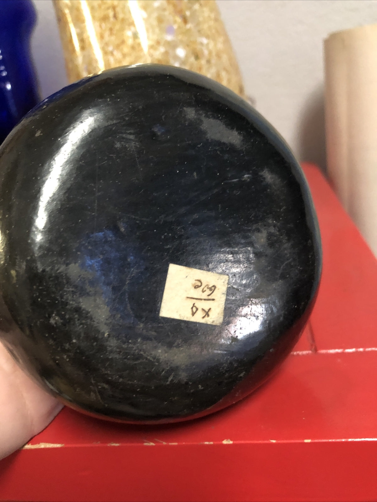 Vintage Handmade Black On Black Tribal Native Pottery Bowl 4”x2.5”4