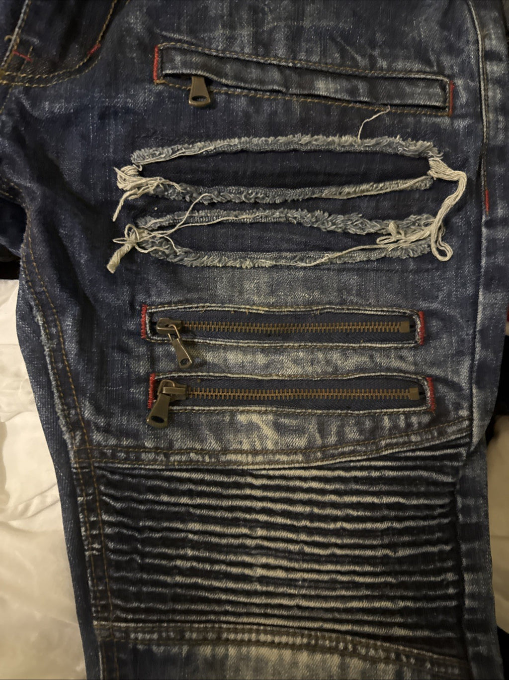 MAKOBI Jeans Mens 32x32  Blue Straight Distressed Light Wash Denim Street Pants5