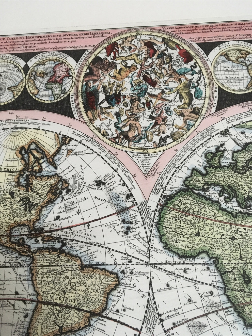 Vnt Map Latin Planisphaerium Terrestre cum utroque Coelesti Hemisphaerio C16004