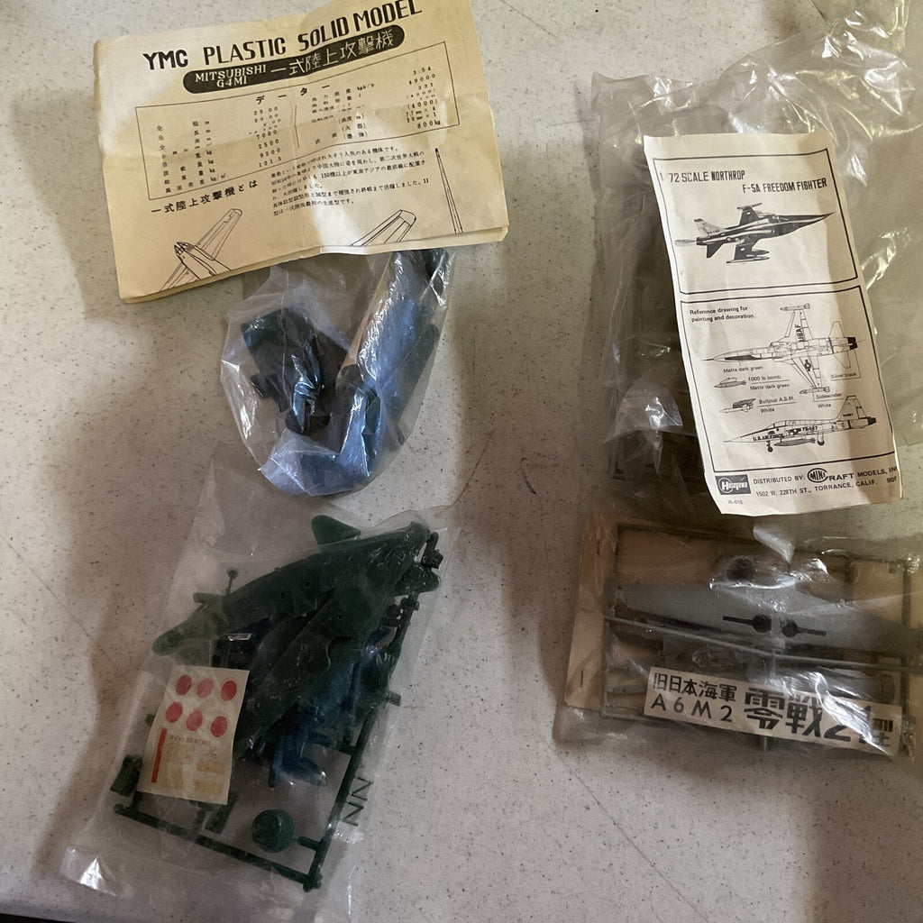 Lot Airplane Model Kit 1/172 Scale Mitsubishi G4MI F5A Freedom fighter, A6m2,0