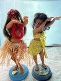 2 Vintage Hula Dancer Hawaiian Girl 12" Souvenir Hawaii Doll Grass Skirt0