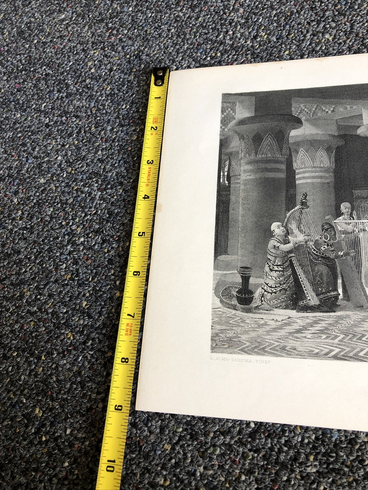 Pastime In Ancient Egypt, by L. Alma Tadema, Vintage 1874 Antique Art Print.9