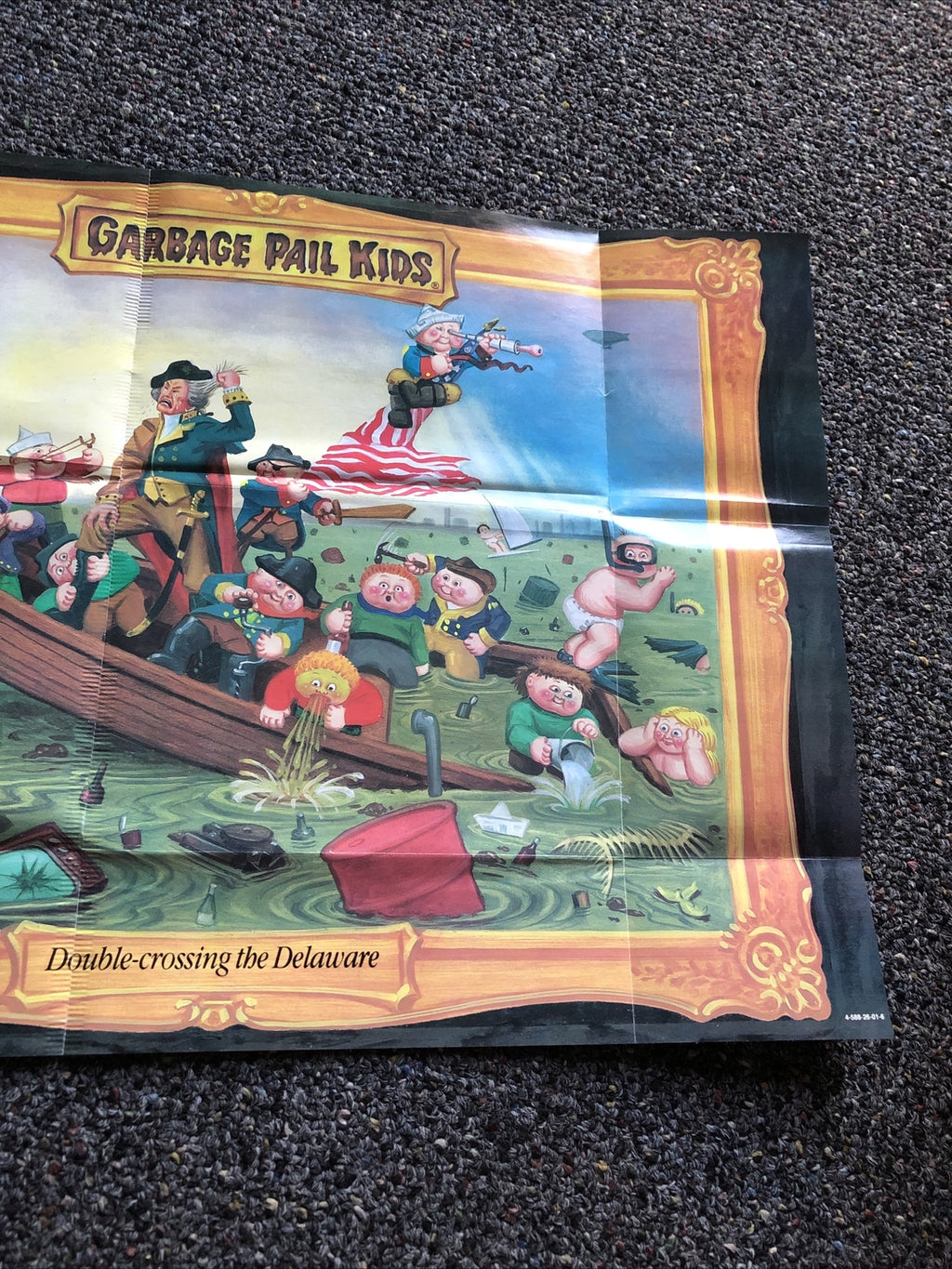 1986 Topps GARBAGE PAIL KIDS “Double-Crossing The Delaware” POSTER 17”x12”2