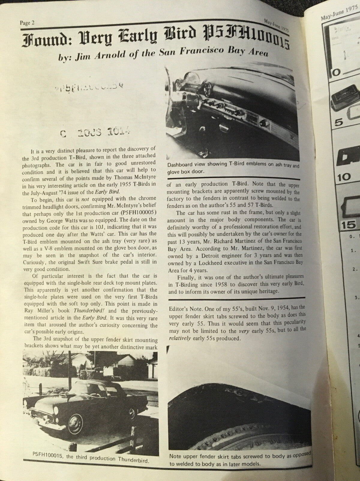 Vintage Early Bird 1975 magazine , May-June 1975 Ford Thunderbird magazine1