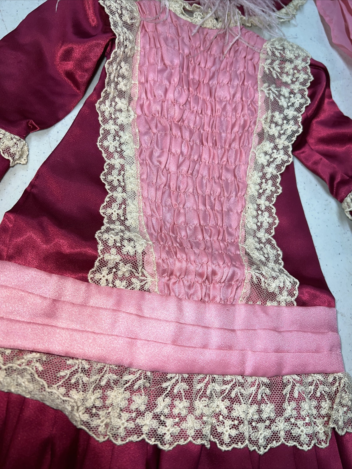 Beautiful Pink Antique Vintage 1800’s Doll Dress and Hat Set3
