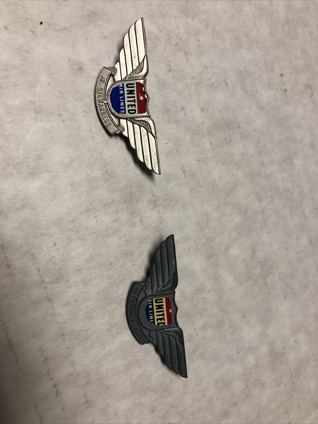 Vintage Lot Of 2 United Air Lines Jr. Stewardess & Future Pilot Wing Pin0