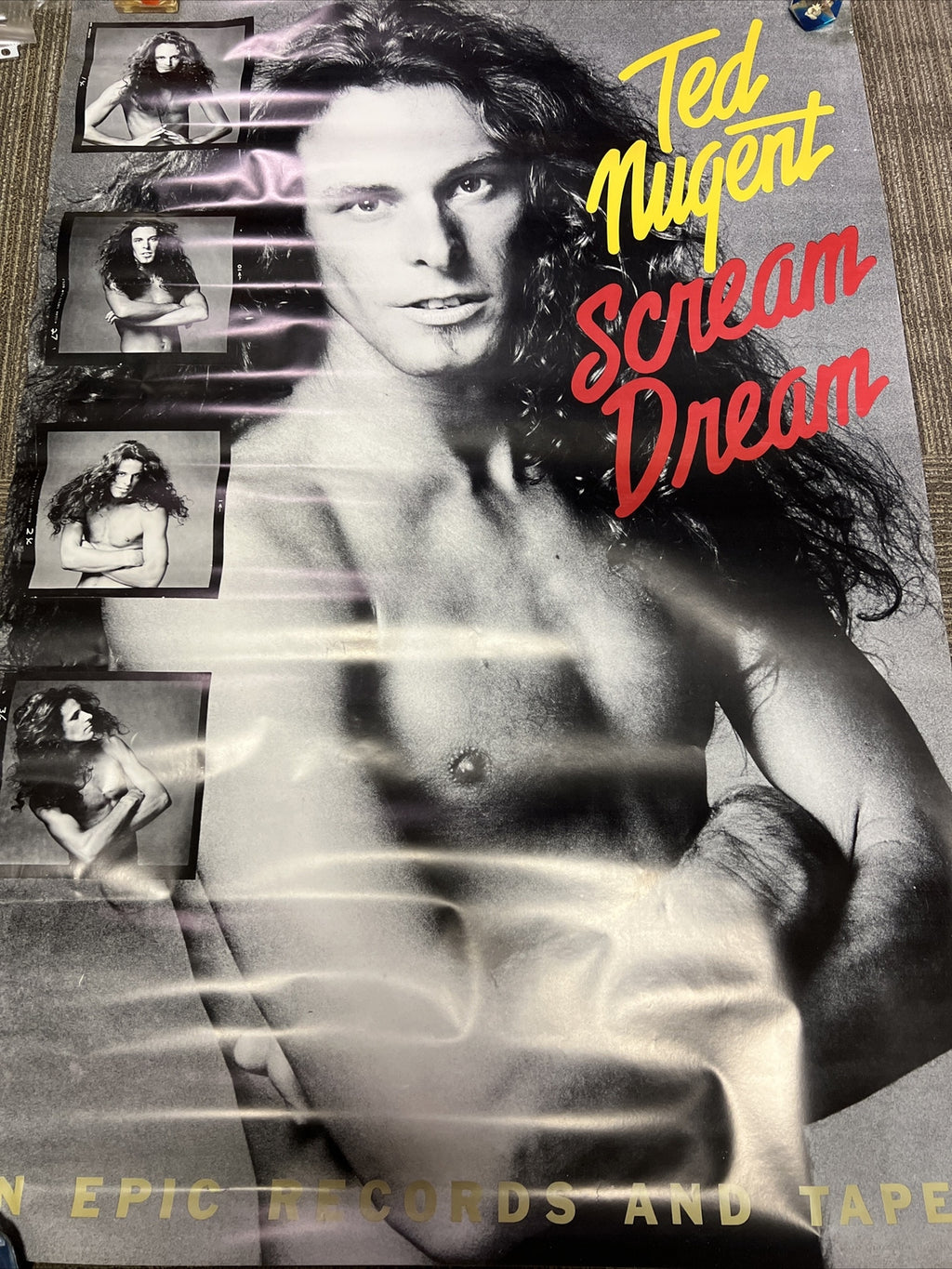 Ted Nugent Original 1980 PROMO Poster Scream Dream Epic 33”x48” CBS Promo #290