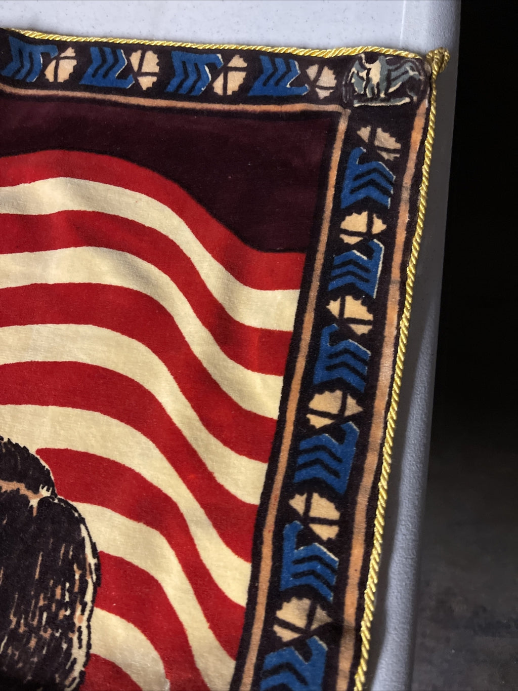Amazing and Original 1964 John F Kennedy Presidential Banner Velvet 33” X 23”4