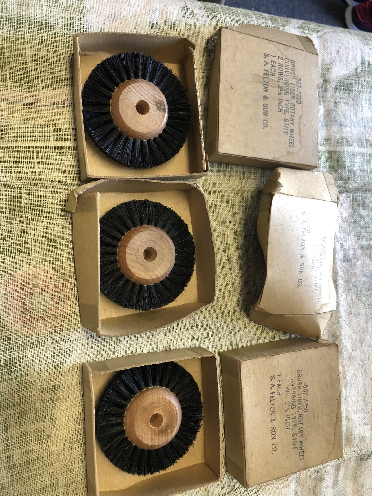 Lot Of 3 - Brush Fiber Rotary Wheel Converging Type 2 1/2 Inch NOS0
