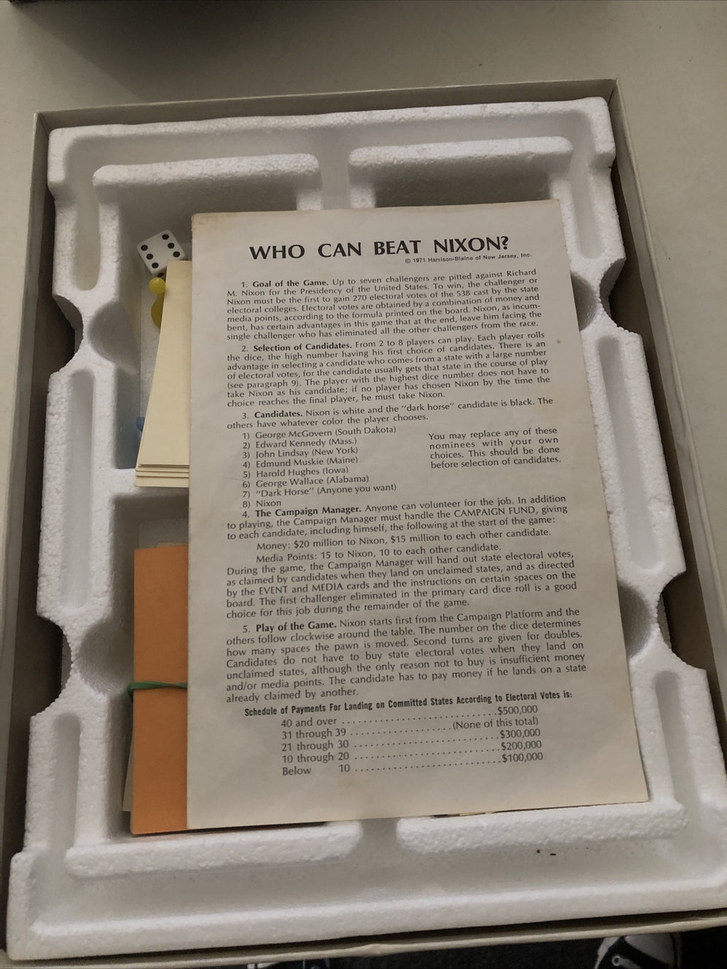 WHO CAN BEAT NIXON GAME BOARDGAME VINTAGE PRESIDENTIAL SWEEPSTAKES 1970 POLITICS2