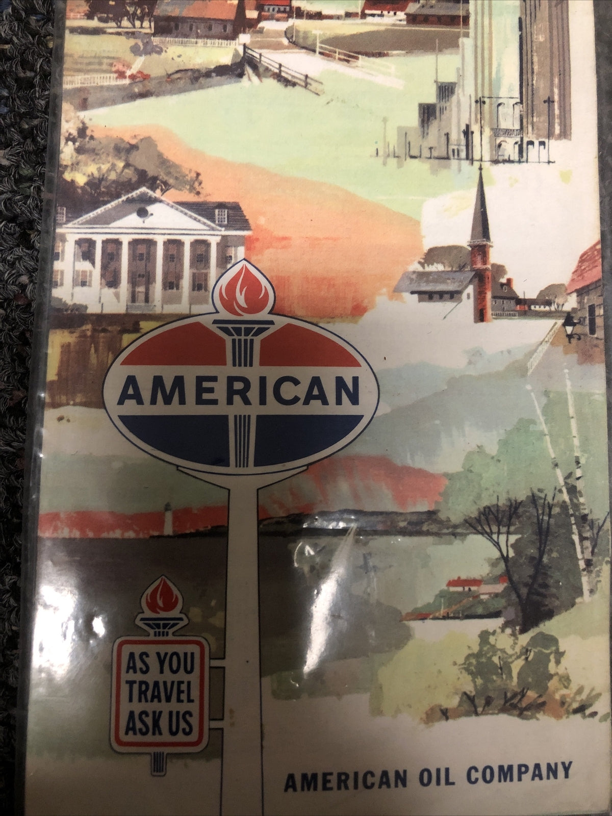 1961 AMERICAN OIL COMPANY Road Map Utah Salt Lake City Provo Ogden Zion Map1