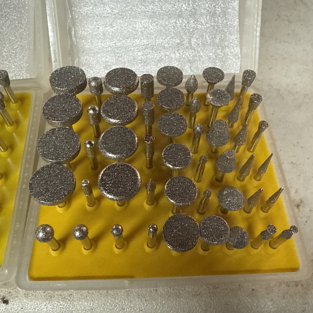 50 Pc Diamond Point Burr Set for Rotary Tool cuts Glass Metal Stone Lot of 29