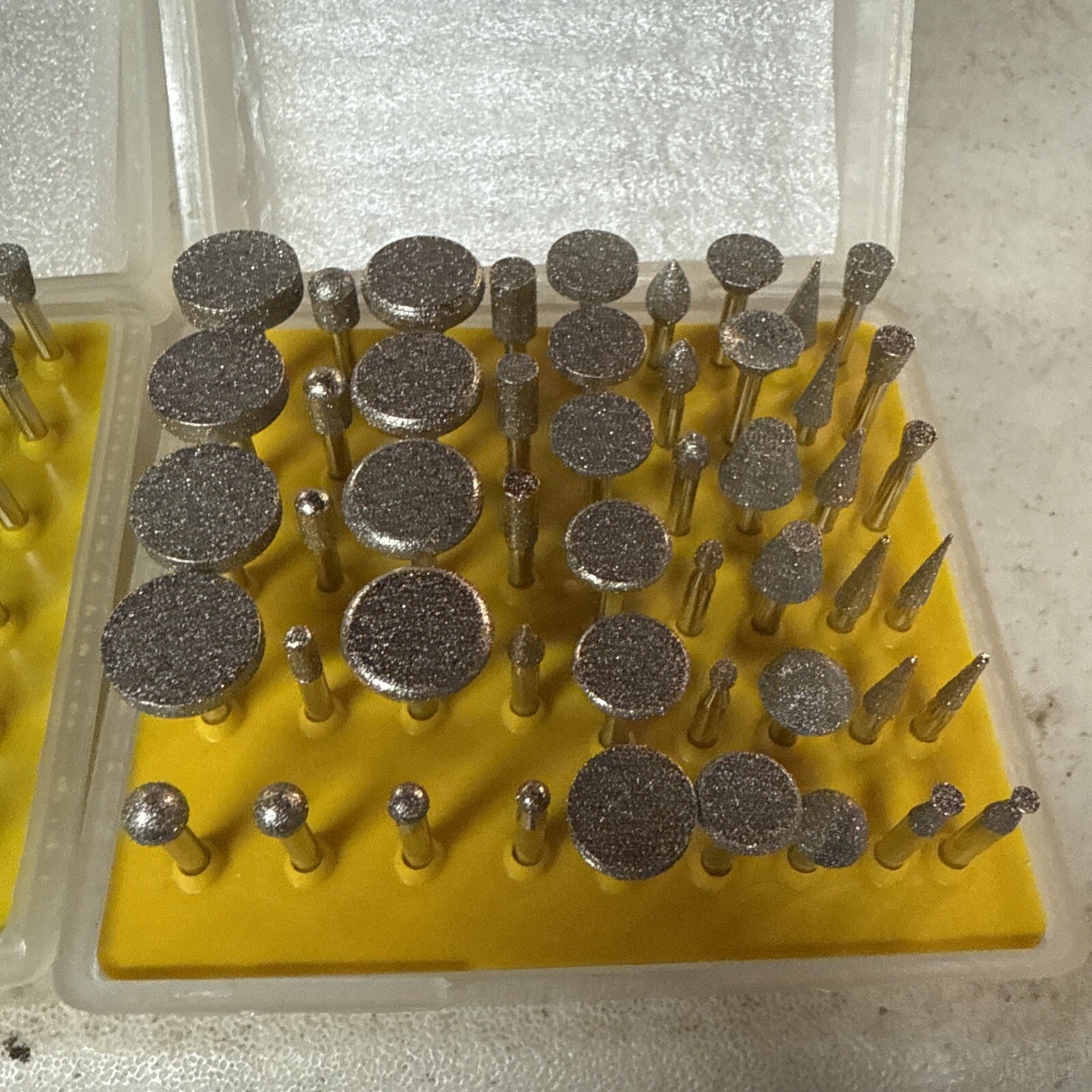50 Pc Diamond Point Burr Set for Rotary Tool cuts Glass Metal Stone Lot of 29