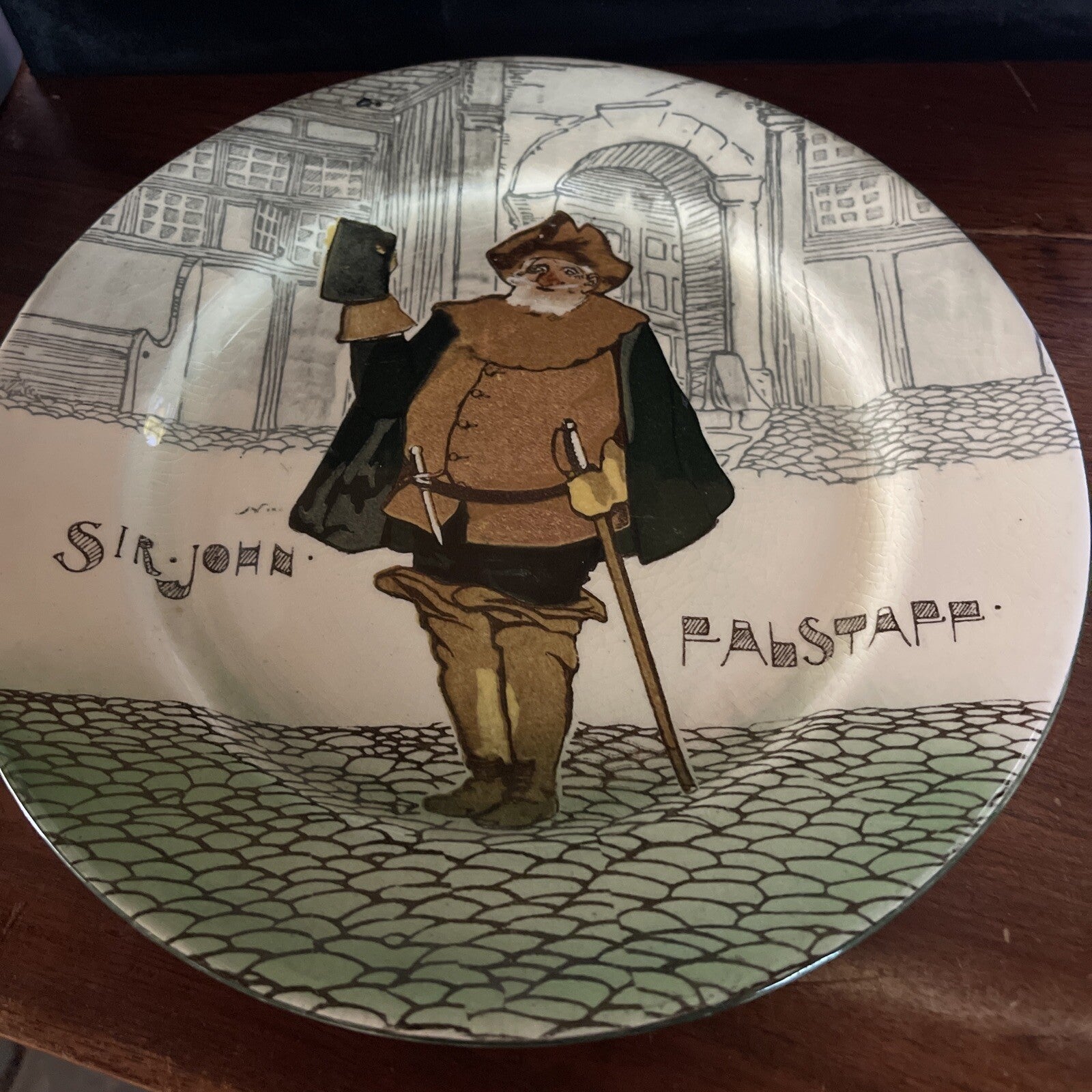 ANTIQUE ROYAL DOULTON 10.5” plate Sir John Falstaff art plate0