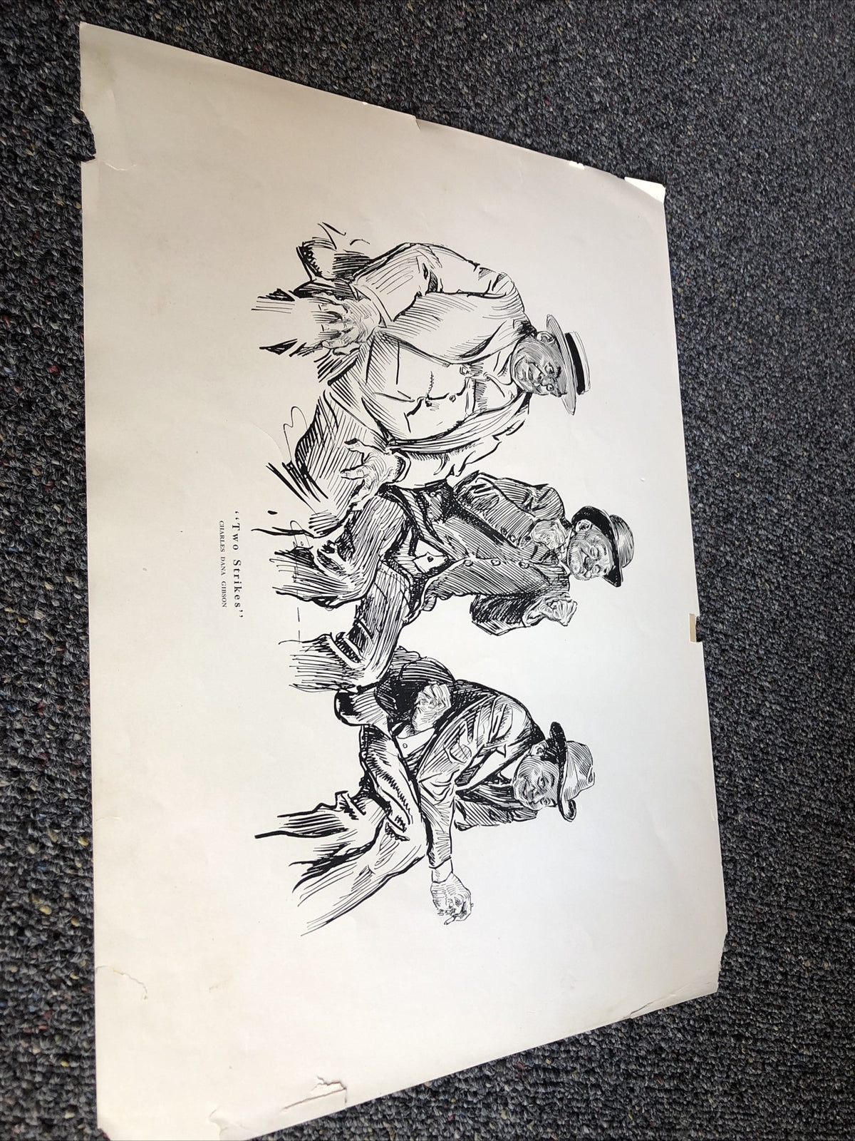 1914 Charles Dana Gibson Two Strikes Baseball Collier Lithograph Art Print0