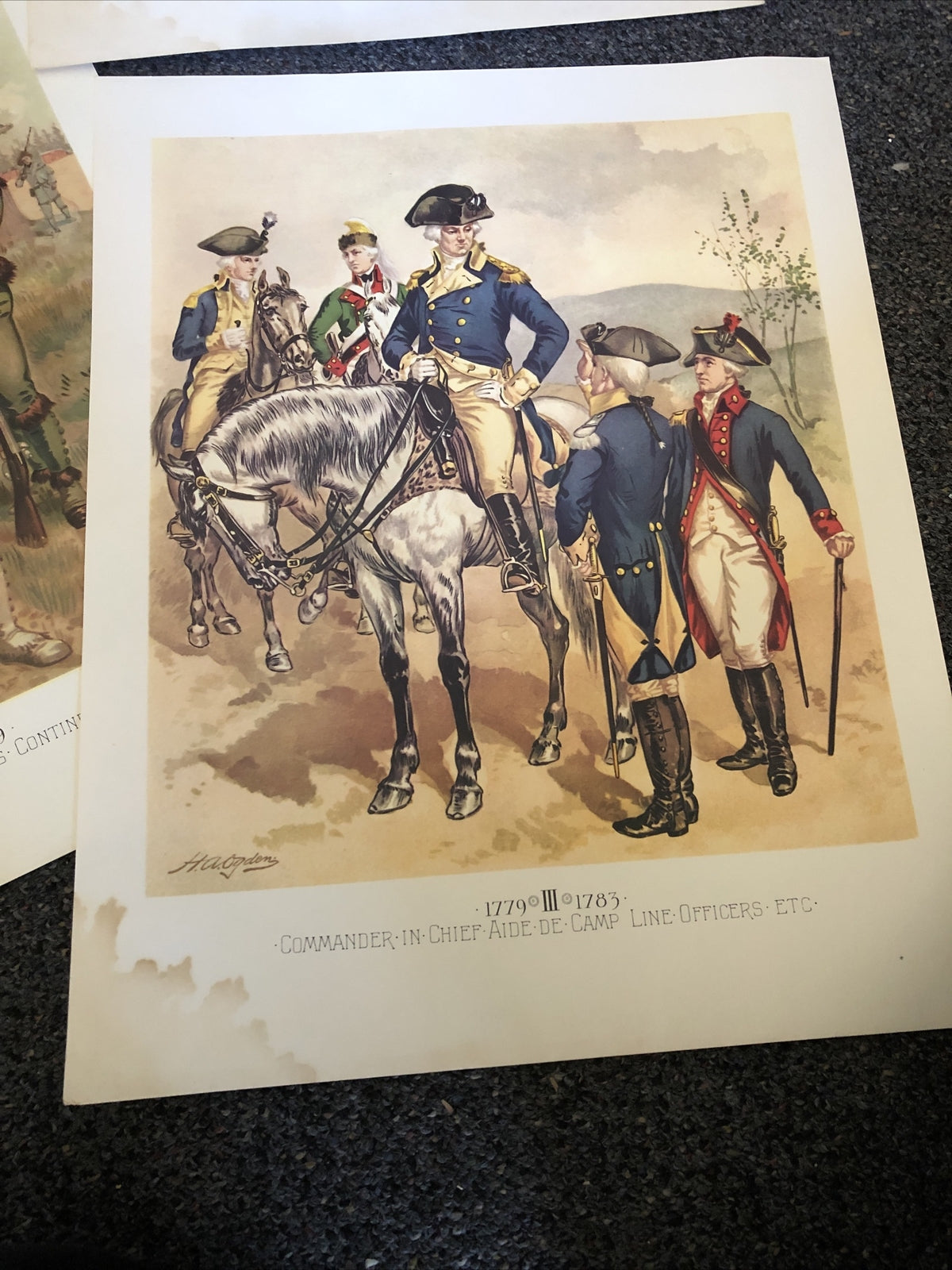 UNIFORMS OF THE UNITED STATES ARMY 4 PRints By H. A. Ogden Stained See Pics1