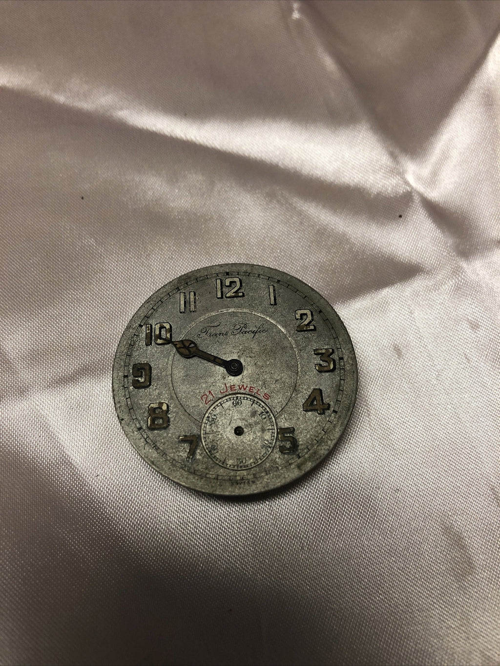 Vintage TRANS PACIFIC 21 Jewel Pocket Watch No Case For Parts Or Repair0