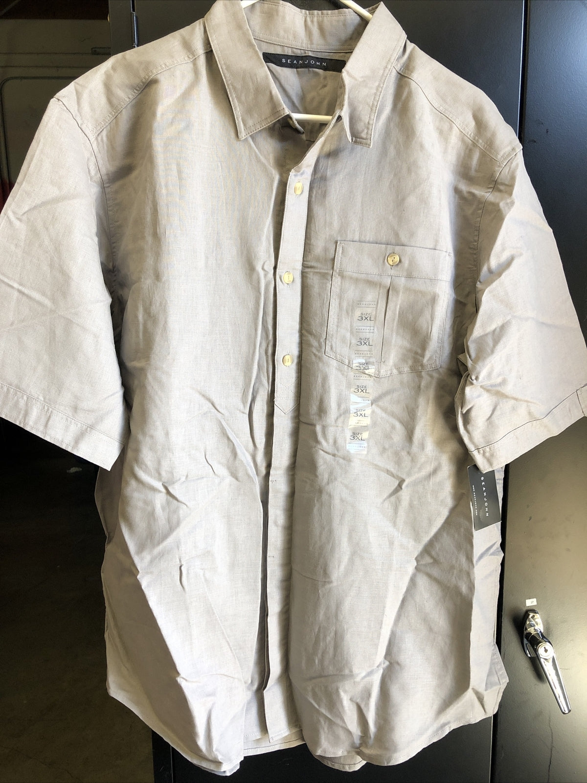 Sean John Gray Short Sleeve Button Up NOS Size 3XL0
