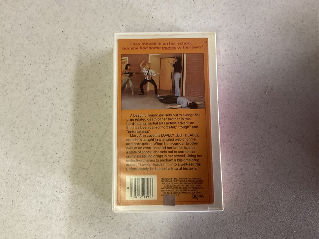 Lovely But Deadly 1985 VHS Clamshell Case Martial Arts Movie ,Lucinda Dooling3