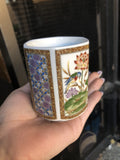 Vintage Japanese Sake / Tea Cup Blue Birds Flowers0