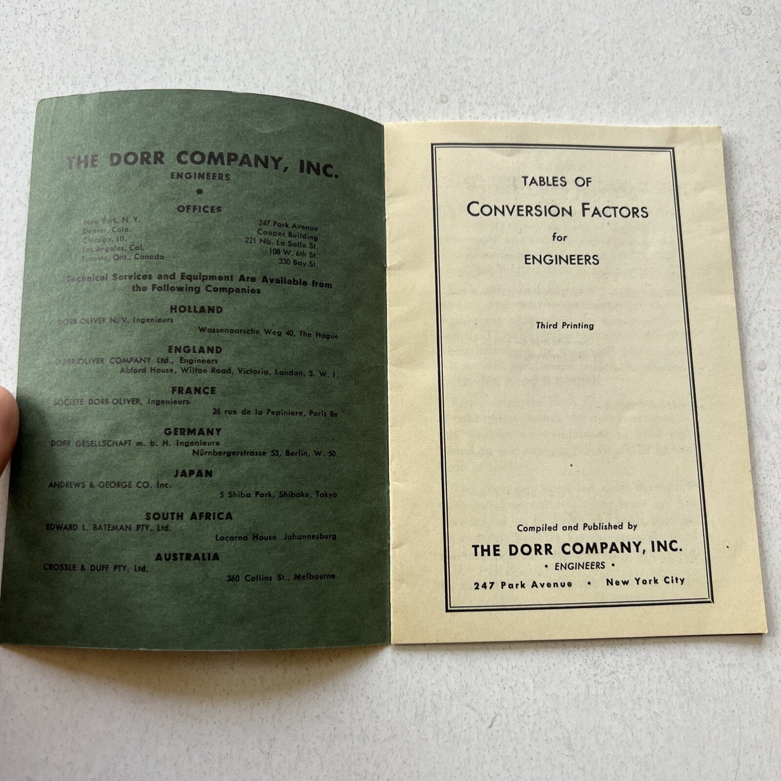 1935 Tables of Conversion Factors For Engineers Dorr Company Antique Booklet 1