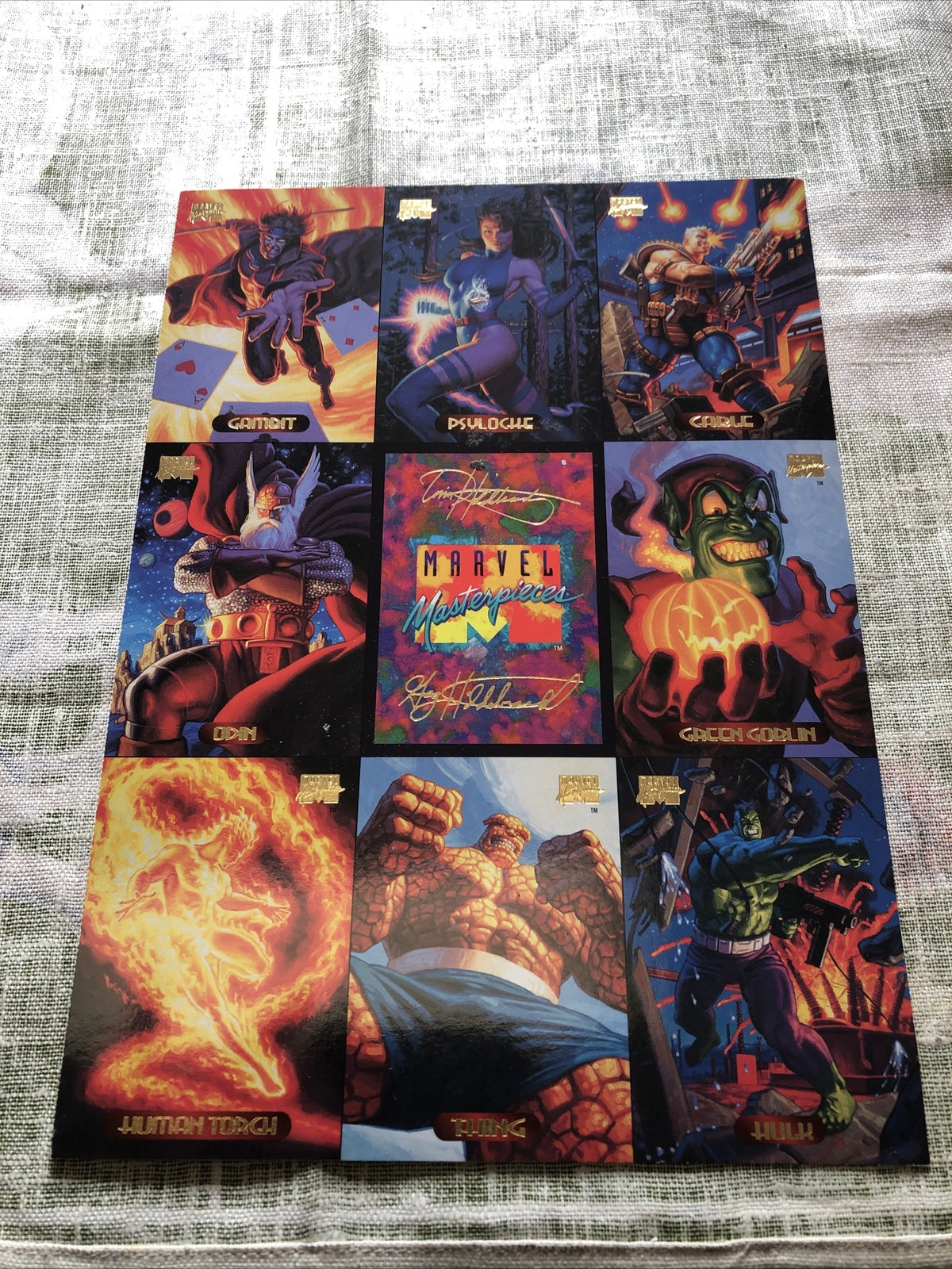 Vintage 1994 Marvel Masterpieces Uncut Sheet With 9 Cards0