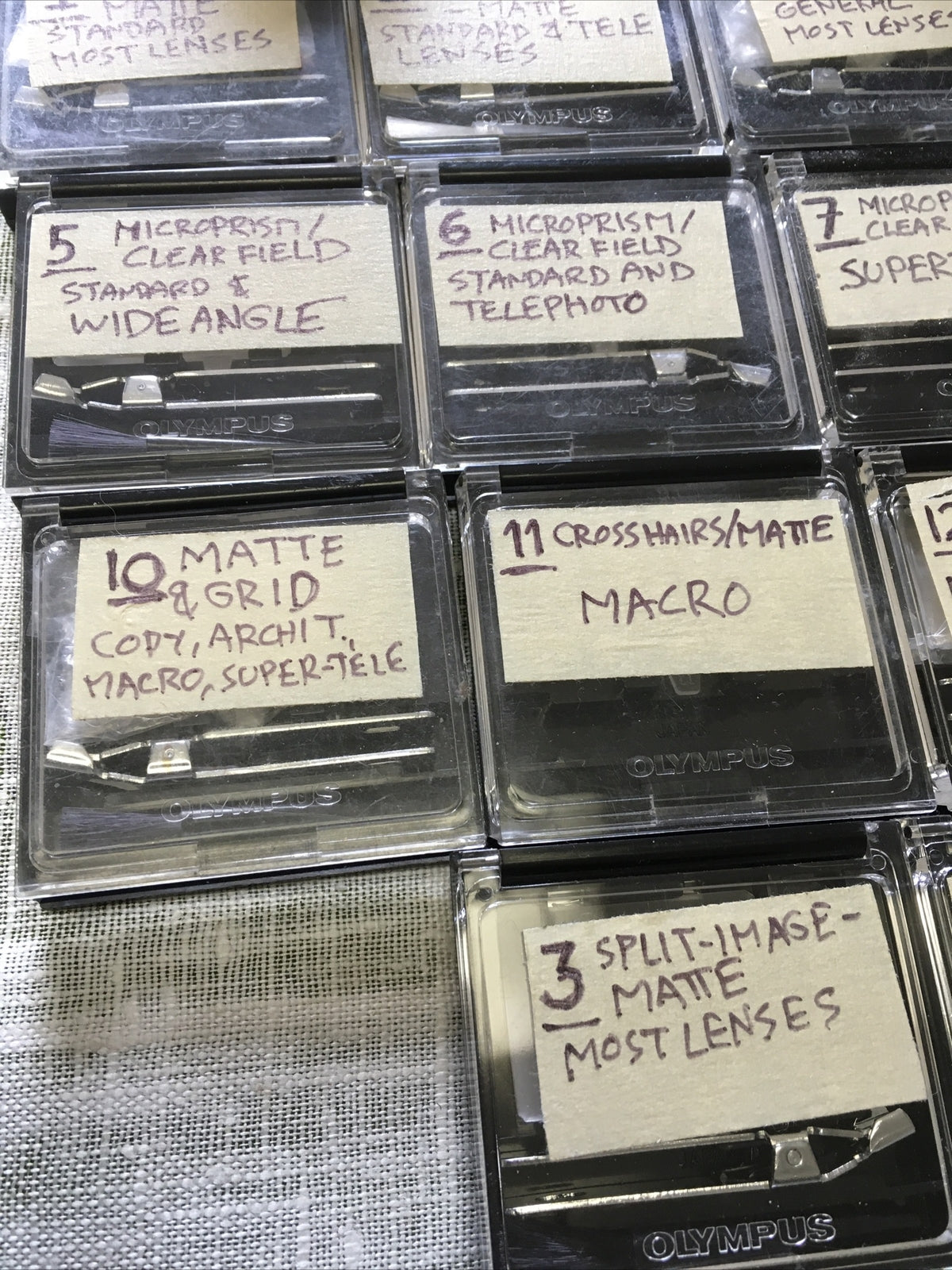 Olympus Focusing Screens Lot Of 14 OM System2