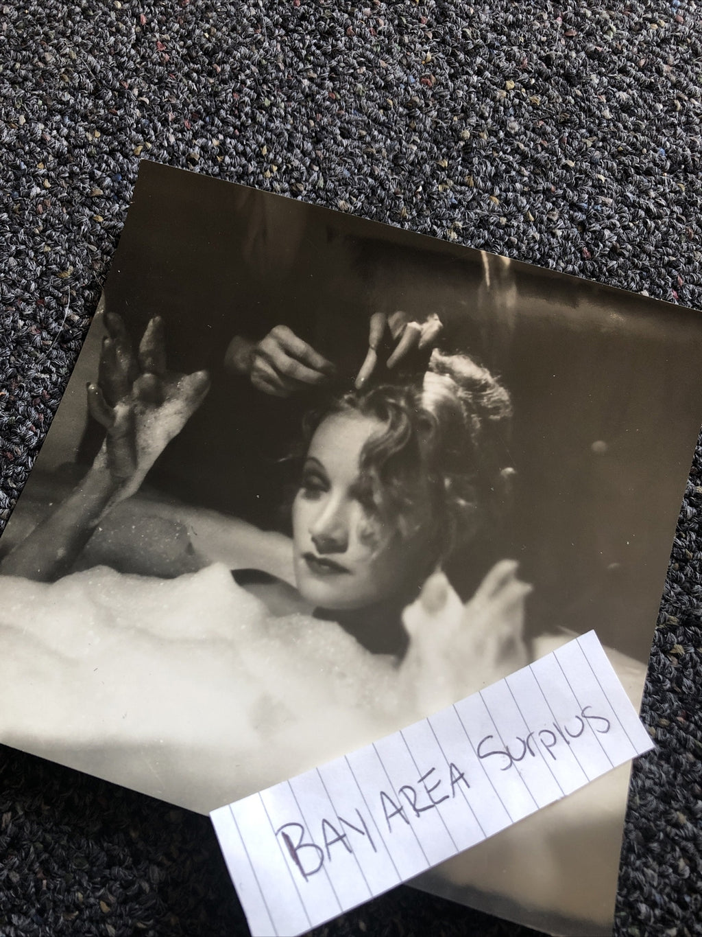 RARE Original Photo Of Marlene Dietrich Glamour Shot 6.5x6” Taking A Bubble Bath1