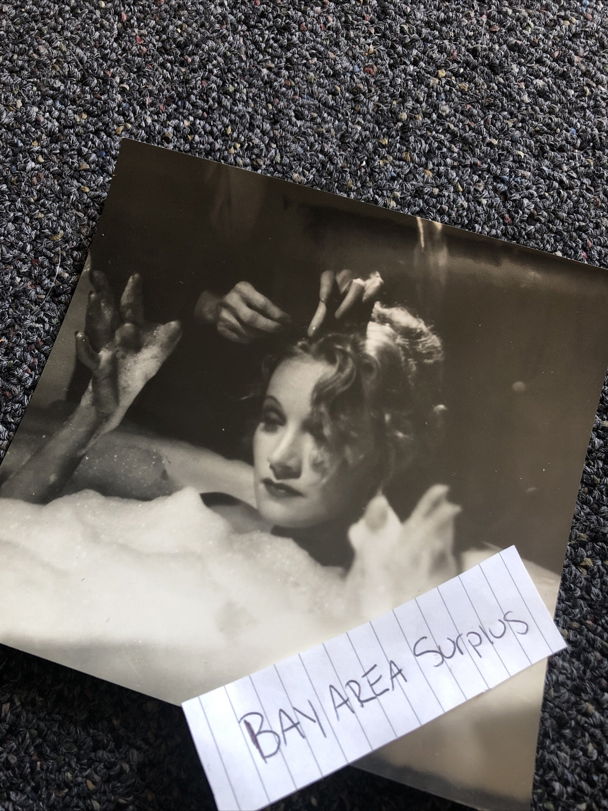 RARE Original Photo Of Marlene Dietrich Glamour Shot 6.5x6” Taking A Bubble Bath1