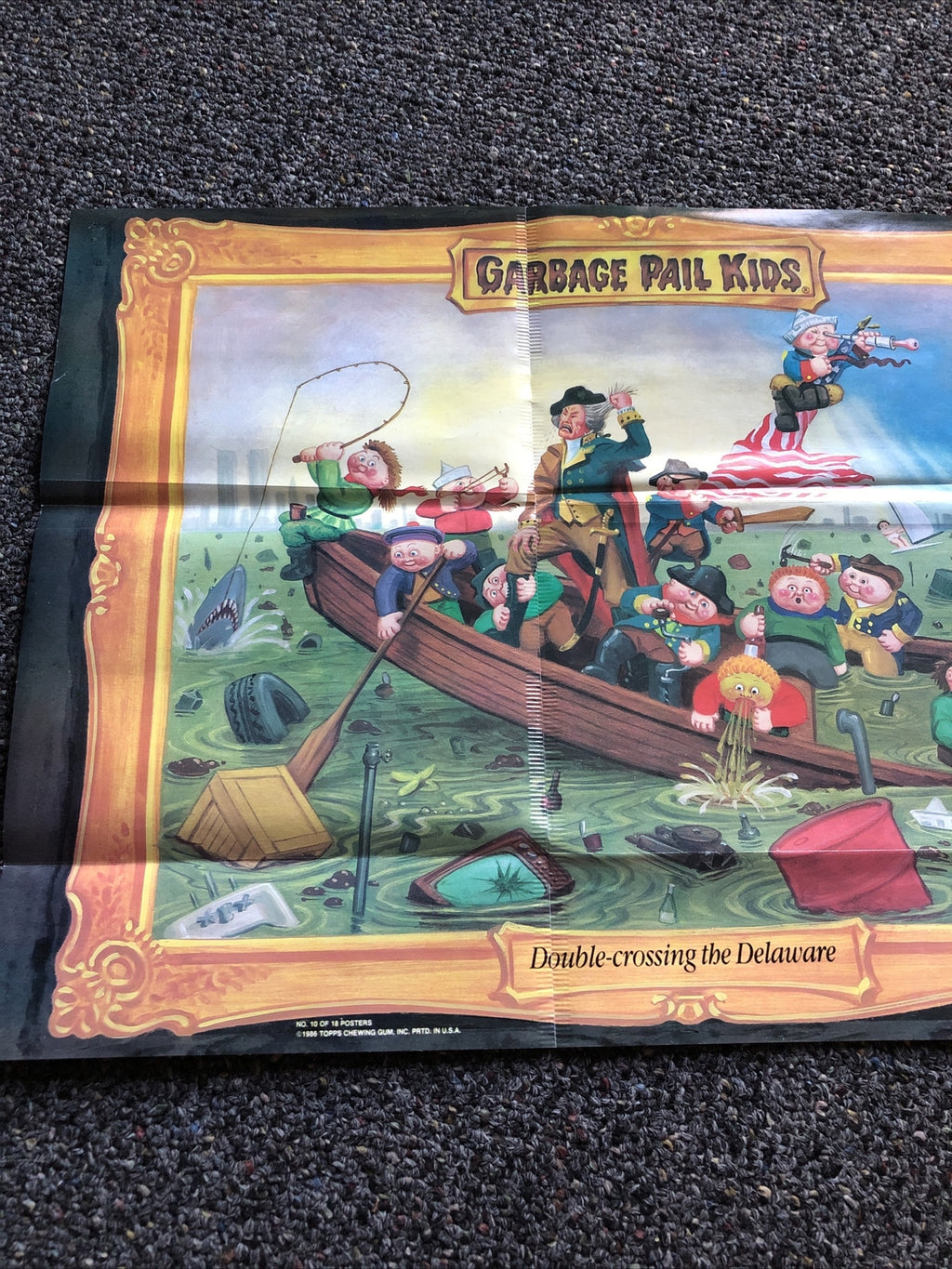 1986 Topps GARBAGE PAIL KIDS “Double-Crossing The Delaware” POSTER 17”x12”1